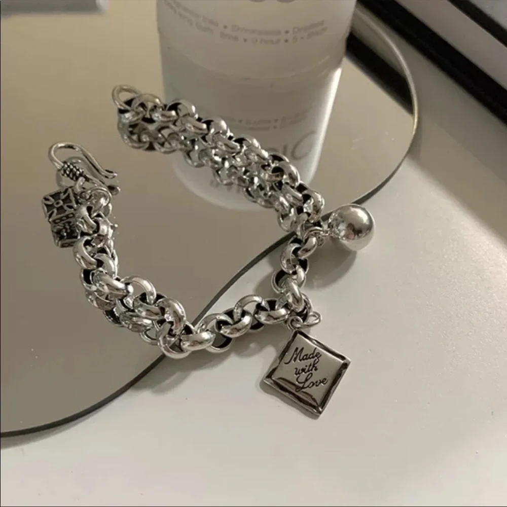 NEW 925 STERLING SILVER ENGLISH SQUARE BRACELET - Picture 3 of 5